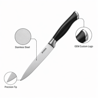 Couteau utilitaire en acier inoxydable GOODA, couteau de cuisine multi-usages, manche en plastique noir, passe au lave-vaisselle, logo personnalisé OEM
