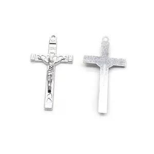 2.3*4.3cm Antique Silver Religious Jerusalem Rosary Necklace Crucifix Cross