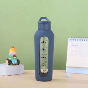 Botella de Agua Deportiva de Vidrio con Diseño Único y Motivacional, con Pajita, Libre de BPA, con Temporizador, Funda Protectora de Silicona, Apta para Lavavajillas - Product Image 3