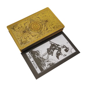 Cartes de tarot <span class=keywords><strong>Oracle</strong></span> en feuille d'or, 78 feuilles, vente en gros, jeux de société personnalisés pour la famille, coins arrondis, boîte en plastique durable - Product Image 6