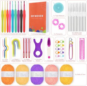 Perlengkapan Rajut Crochet DIY Set Jarum Rajut Wol 60 Buah Set Alat Rajut Pemula Tas Rajut Portabel Perlengkapan Jahit untuk Merajut - Product Image 2