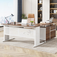 Tribesigns Grand bureau de direction moderne avec classeur Bureau Ceo Boss Mobilier de bureau Table
