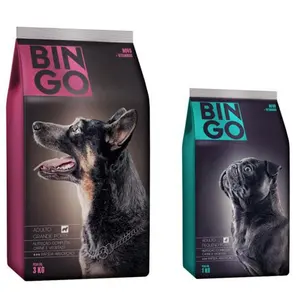 Özelleştirmek ayakta duran torba düz alt açılıp kapanabilir Pet gıda ambalaj 15kg 20 kg / 40 lb yan körüklü çanta köpek Pet gıda ambalaj çantası