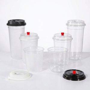 Vasos de Plástico PET Transparente Esmerilado Desechables de 89 mm con Logotipo Personalizado, Vasos en Forma de U con Tapa para Bebidas, Boba, Té con Leche - Product Image 1