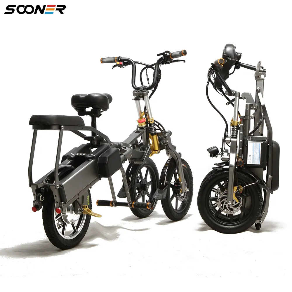 UK USA Popular 14'' tricycle reverse 3 wheel 48V adult trotinette electrique electric motorcycle scooter