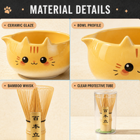 Ensemble de thé matcha au design mignon pour animaux de compagnie, bol en céramique, fouet Chasen, boîte cadeau portable pour la cérémonie du thé à domicile