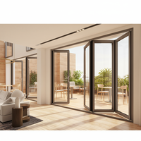 Porte pliante extérieure en aluminium avec panneaux de verre accordéon pour balcon, patio, villa, système panoramique insonorisé et étanche