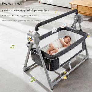 Nueva <span class=keywords><strong>Cuna</strong></span> Eléctrica para Bebé, <span class=keywords><strong>Cuna</strong></span> Mecedora Automática con Música, Control Remoto, Cama Plegable Portátil para Recién Nacidos - Product Image 3