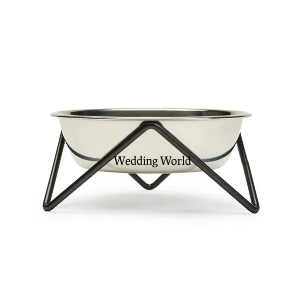 Top Quality Luxury Metal Dog Bowl Wholesale Creative Designer Dog Bowl Top Selling Handmade Dog Bowl With Back Iron Wire Stand