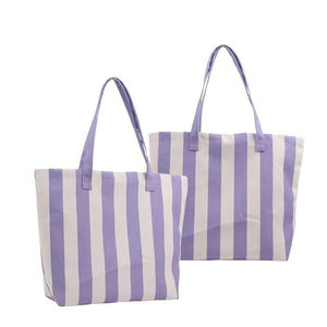 Custom Cotton Canvas <b>Tote</b> Bag Striped Print Premium High-capacity Reusable Features Comfortable Shoulder Bag - Product Image 2