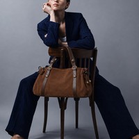 Tas Tote Lipit Suede Vintage Musim Dingin FactorySupply 2026 Tas Tangan Kapasitas Besar Baru Serbaguna untuk Wanita