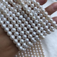 Perles d'eau douce naturelles de qualité AAA/AAAA, blanches, presque rondes, 8-9 mm, vente en gros