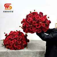 SMS Bestseller Hochwertige Hochzeitstisch-Dekorationen 60CM Seiden-Rote Rosen Künstliche Blumenkugeln für Zuhause und Hochzeit