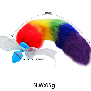 40cm arcobaleno coda di volpe Mini in metallo/Silicone Anal tappi Fetish Role <span class=keywords><strong>Play</strong></span> giocattoli alternativi prodotti per il sesso - Product Image 3