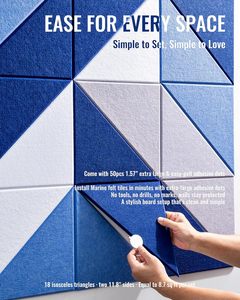 18pcs Felt Wall Tiles Bulletin Board Marine Blue White Panels Modular Decorative Wall Boards for Home Office <strong>Kids</strong> Room - Product Image 5