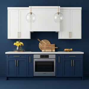 Muebles <span class=keywords><strong>de</strong></span> <span class=keywords><strong>Cocina</strong></span> <span class=keywords><strong>de</strong></span> Madera Maciza <span class=keywords><strong>de</strong></span> Roble Blanco y Azul, Estilo Vintage <span class=keywords><strong>de</strong></span> Lujo, Gabinetes con Cajones y Isla <span class=keywords><strong>de</strong></span> <span class=keywords><strong>Cocina</strong></span> - Product Image 3