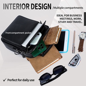 Sac bandoulière léger et tendance pour homme, multi-poches, résistant à l'usure, en cuir PU de qualité supérieure, fermeture éclair - Product Image 4
