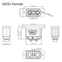 QS7D-M/F 60A 500V DC Terminal anti-étincelle plaqué or avec boîtier PA66 pour batterie au lithium, stockage d'énergie, moto électrique