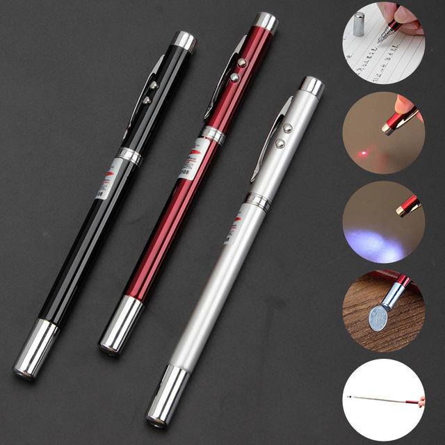 Multifunctional 4-in-1 LED Touch Laser Pen Ballpoint Convenient Accessory with 1.0mm Metal Writing Width and LED Light Screen