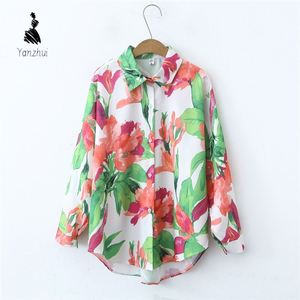 Kemeja Wanita Lengan Panjang Model Longgar Ukuran Besar, Bahan Polyester 120gr,  Cetak 3D,  Penjualan Terlaris,  Kemeja Fashion Wanita - Product Image 2