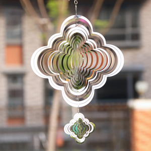 Customize Reusable 3D Rotating Stainless Steel Metal Wind Chime Hanging Home Garden Decoration Mirror Cloud Pendant - Product Image 3