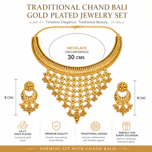 Ensemble de bijoux plaqué or 24 carats pour femmes, collier élégant avec boucles d'oreilles assorties, par Exporters - Product Image 2