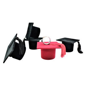Caja de joyería flocada con diseño de gorro de doctor y gorro de maestro, para anillos y joyas, caja de regalo de graduación universitaria, desempaquetada y empaquetada en caja de embalaje - Product Image 2