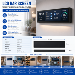 Écran LCD étiré haute luminosité de 11,26 pouces avec WiFi et USB pour affichage numérique et publicité sur les bords des rayonnages d'épicerie - Product Image 1