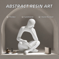 Statuette Artisanale en Résine Personnalisée de Penseur Abstrait, Peinte à la Main, Écologique, Décoration Moderne pour la Maison et le Bureau