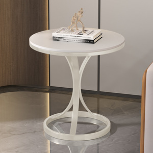 Table basse moderne de luxe en dalle de roche avec petit meuble d'appoint en verre pour les coins de canapé du salon et balcon, ensemble simple et mobile - Product Image 6