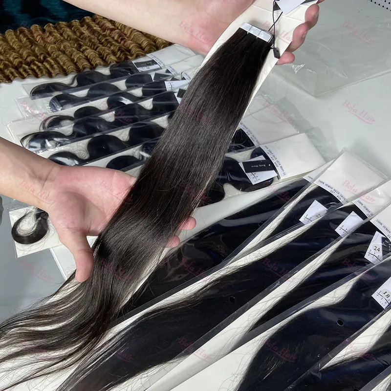 Russian ombre invisible tape human hair extensions,tape in hair extensions 100% human hair