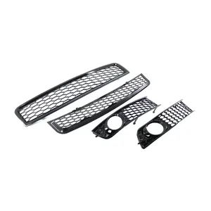 Grille avant supérieure et inférieure StarNav + Grille de phare antibrouillard en nid d'abeille pour B6 2002 2003 2004 2005 2006 Kit carrosserie - Product Image 4