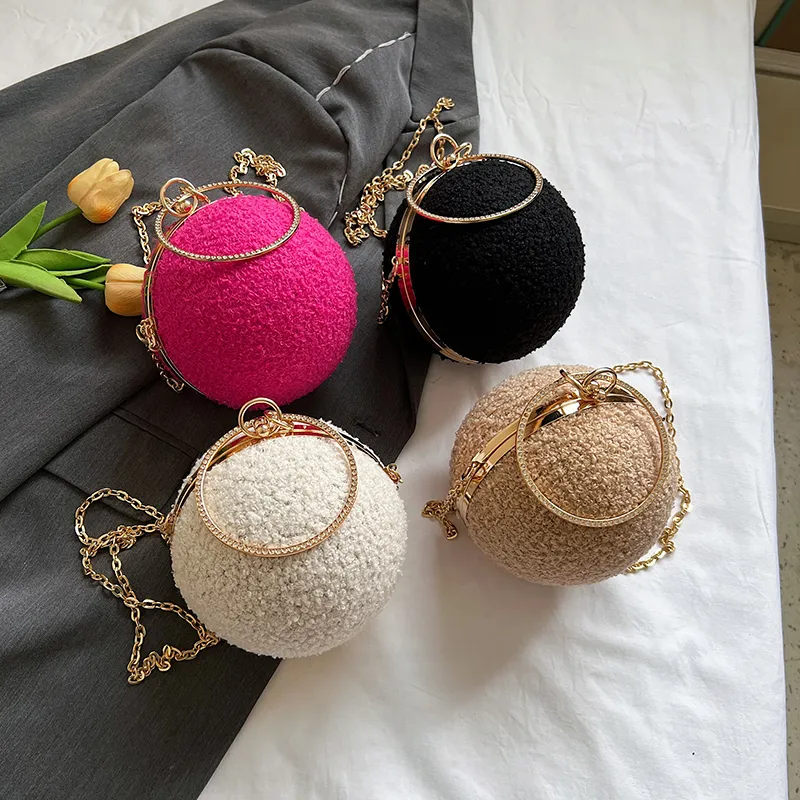 Round Shape Ball Purses And Handbags Ladies Fashion Small Ball Bag Luxury Clutch Evening Bags Mini Crossbody Handbag For Women