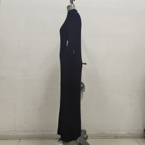 อลิสซา รับผลิตเสื้อผ้าสตรีแบบ OEM & ODM คุณภาพสูง เสื้อสเวตเตอร์เดรสไหมพรมแขนยาวทรงยาว - Product Image 5