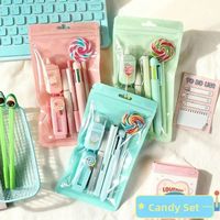 Lindo Set de Papelería con Diseño de Piruleta, Útiles Escolares para el Regreso a Clases, Regalo para el Día del Niño, Recompensa de Estudio, Papelería con Diseño de Dulces