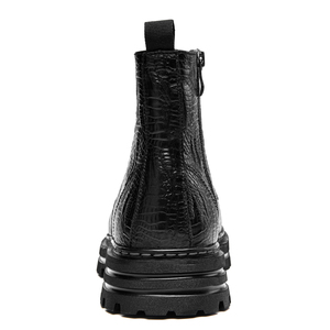 Bottes de cheville d'hiver en cuir de vachette à fond épais pour hommes Designer Luxury Casual Round Toe Zip Business Formal High Top Men Shoes - Product Image 2
