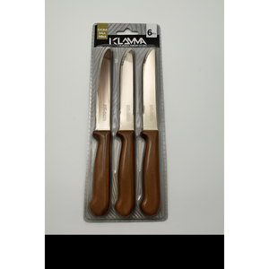 Kelama Table <b>Knife</b> Set 6 Pcs Brown Handle Stainless Steel Cutlery <b>Kitchen</b> <b>Knives</b> - Product Image 1
