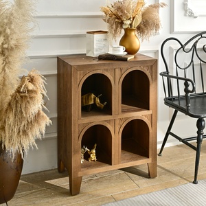 Mueble para el Hogar, Estilo Rústico Antiguo, Diseño Arqueado, Estantería de Madera para Exhibición y Almacenamiento, para Sala de Estar - Product Image 3