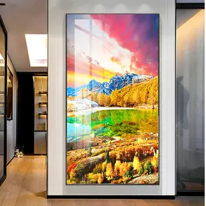 框架风景水晶瓷画现代家居装饰彩色艺术画廊墙壁艺术手绘艺术品