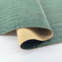 Tissu en cuir PVC gaufré Caiman vert menthe 1,0 mm, 54 pouces, avec support brossé, élastique, pour sacs d'école, papeterie, artisanat, chaussures, ceintures 1