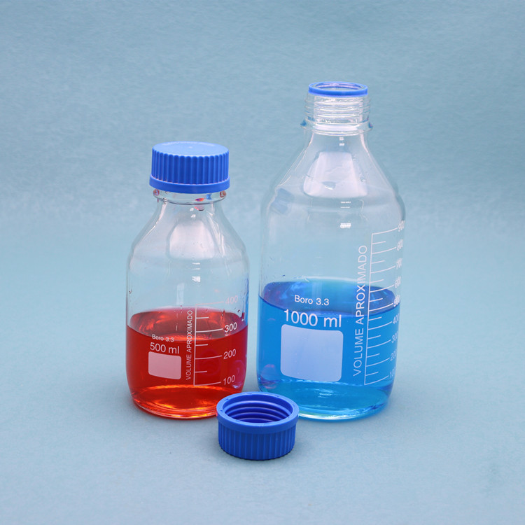 Laboratory Clear Blue Screw Cap Sealed