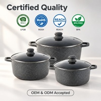 Casserole en aluminium avec revêtement antiadhésif en marbre pour la maison, l'hôtel, le restaurant, OEM ODM, ensemble de cuisine personnalisé
