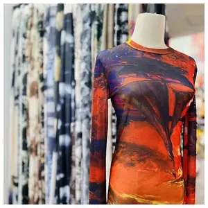 YAQIXIN – tissu en coton Lycra à impression numérique, tissu en Jersey de coton doux et écologique pour T-Shirt