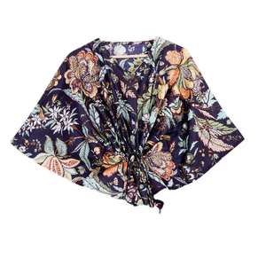 Kaftan en coton tissé 100 % fait main pour femme, imprimé floral délicat, style ample, écologique, tenue décontractée toutes saisons 2026 - Product Image 3