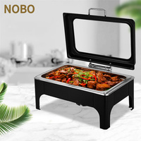 Peralatan katering menyajikan chefing piring chafffing hidangan prasmanan baja antikarat hitam piring Chafing penghangat makanan