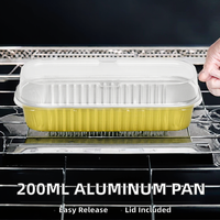 Gobelet à gâteau miniature en aluminium jetable rectangulaire de 200 ml avec couvercle pour la pâtisserie à domicile