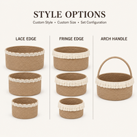 Panier de rangement tressé en corde de coton, grand format, écologique, durable, multifonctionnel, avec poignée en ruban à pampilles