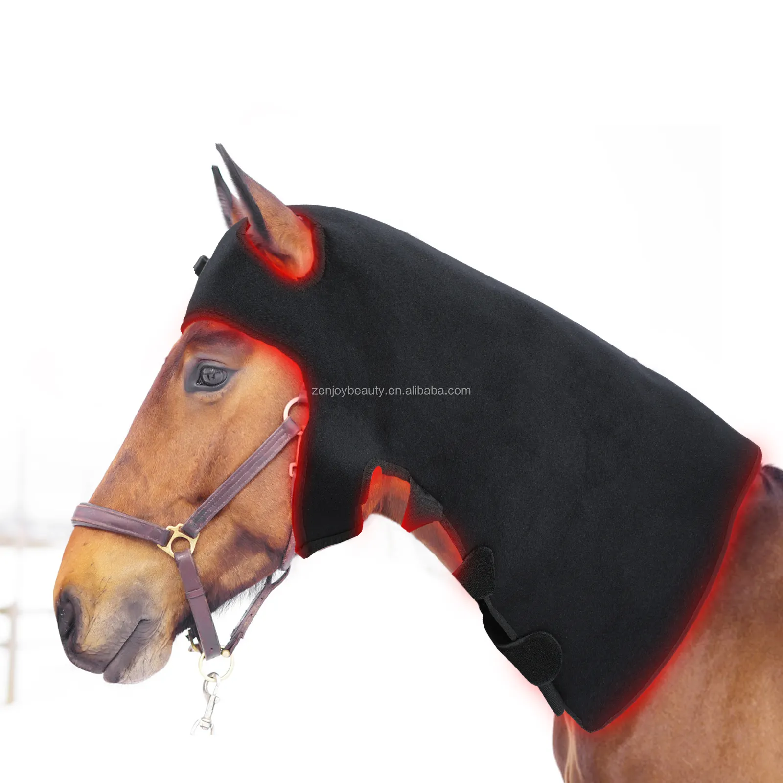 غطاء رقبة الحصان المُعالج بالضوء LED للتخفيف من الألم، وسادة عمودية قياسية لحماية الرقبة عند الحصان طول موجي 660 نانومتر 850 نانومتر لفّافة علاجية بالضوء بالأشعة تحت الحمراء