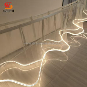 ผ้าชีฟองสีขาวหรูหราสำหรับงานแต่งงาน พร้อมไฟ LED สำหรับตกแต่งแขวนเพดาน - Product Image 3