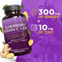 Complément alimentaire pour renforcer le système immunitaire, marque privée d'usine OEM, extrait de sureau noir, capsules de vitamine Sambucus